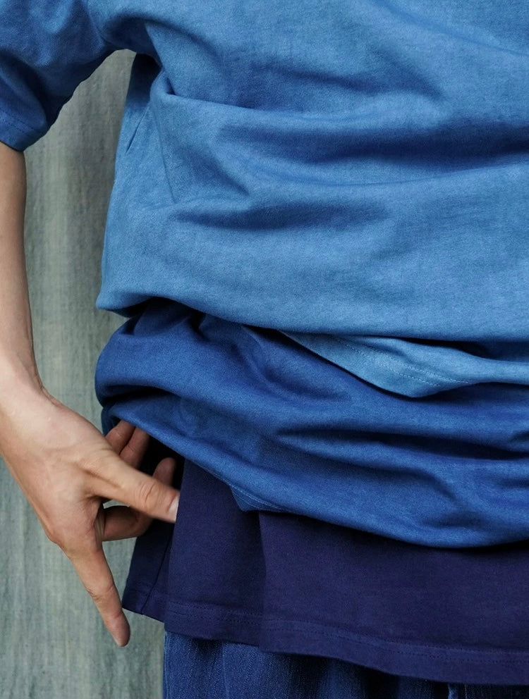 Indigo Dye Basic Crew T-Shirts - 3 Colors