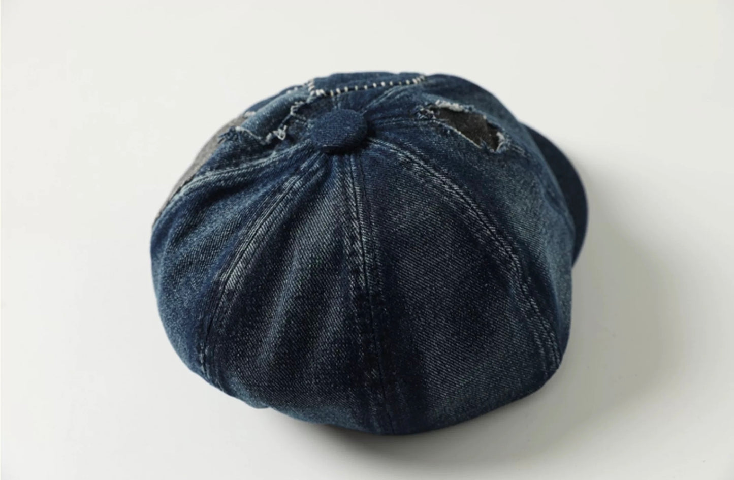 Denim Patchwork Newsboy Cap