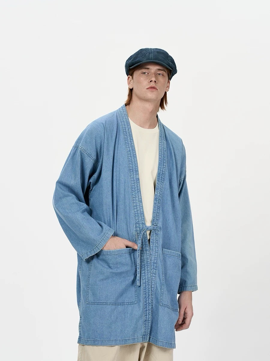 Washed Denim Haori Jacket
