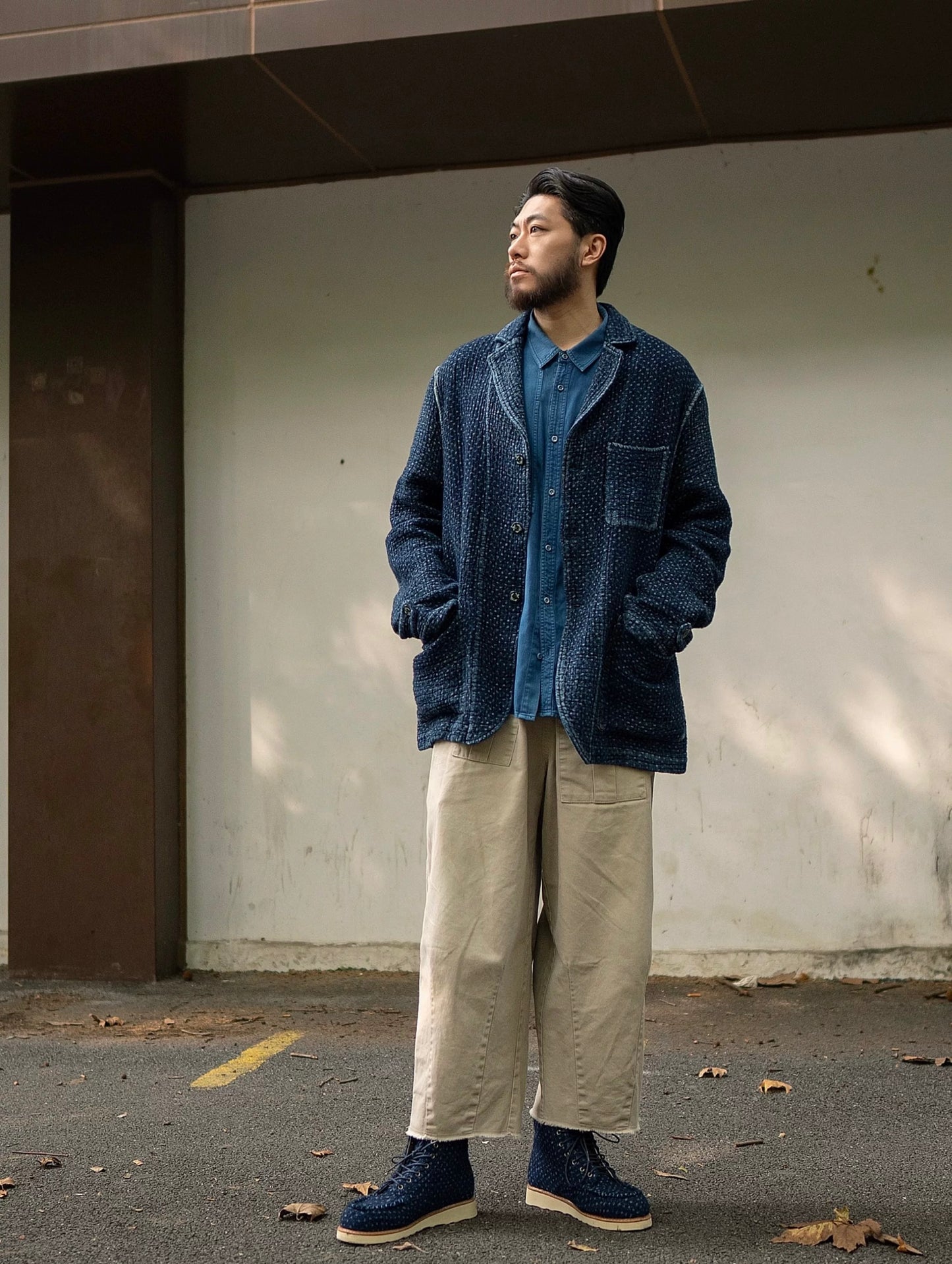 Indigo Dye Sashiko Retro Americano Jacket