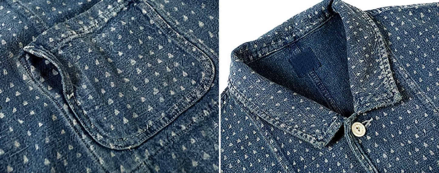 Indigo Discharge Dye Triangle Jacket