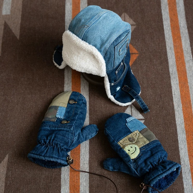 Denim Patchwork Sashiko Gloves