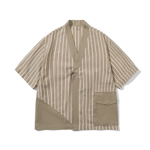 Striped Short Sleeves Haori Jacket