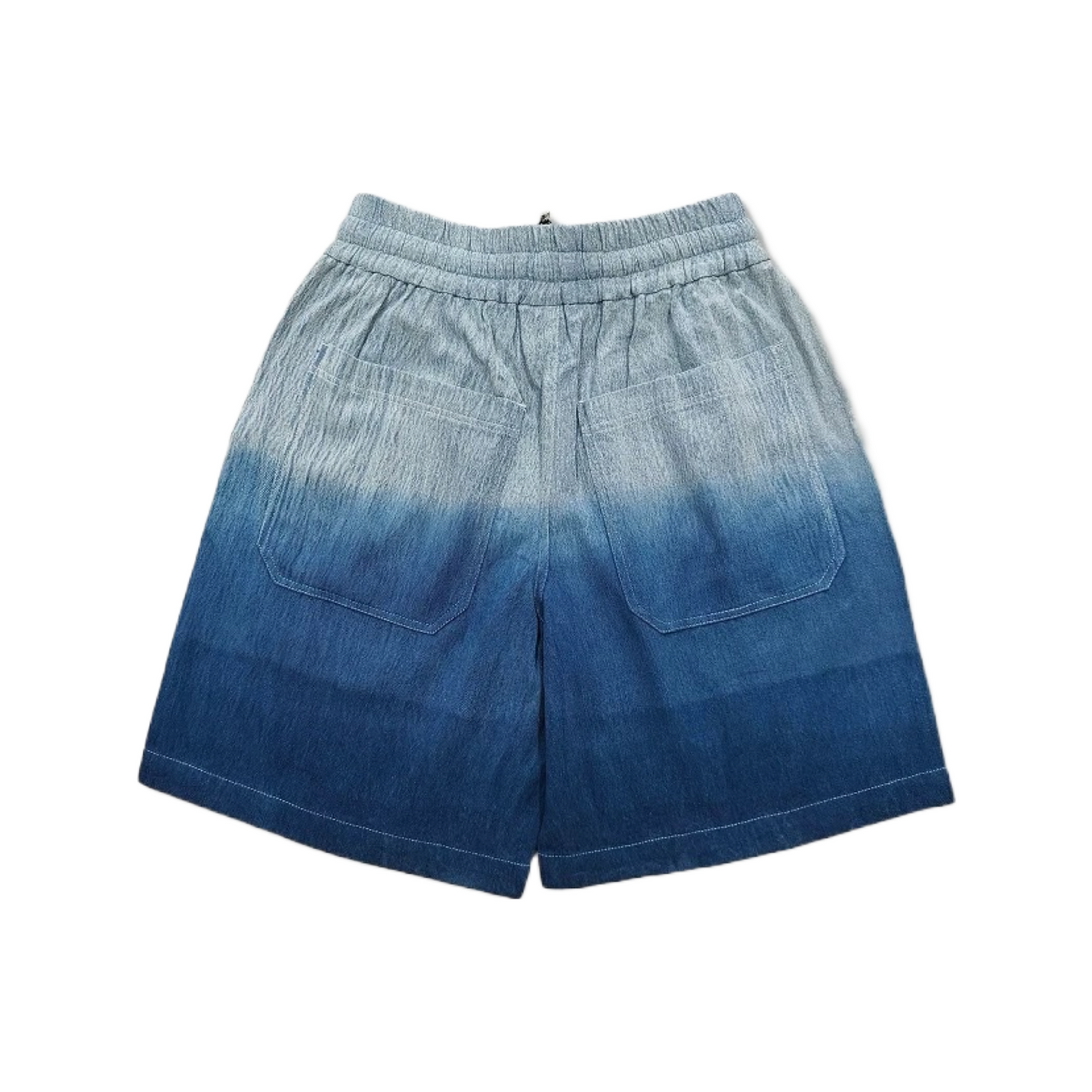 Indigo Dye Faded Elastic Waist Beach Shorts