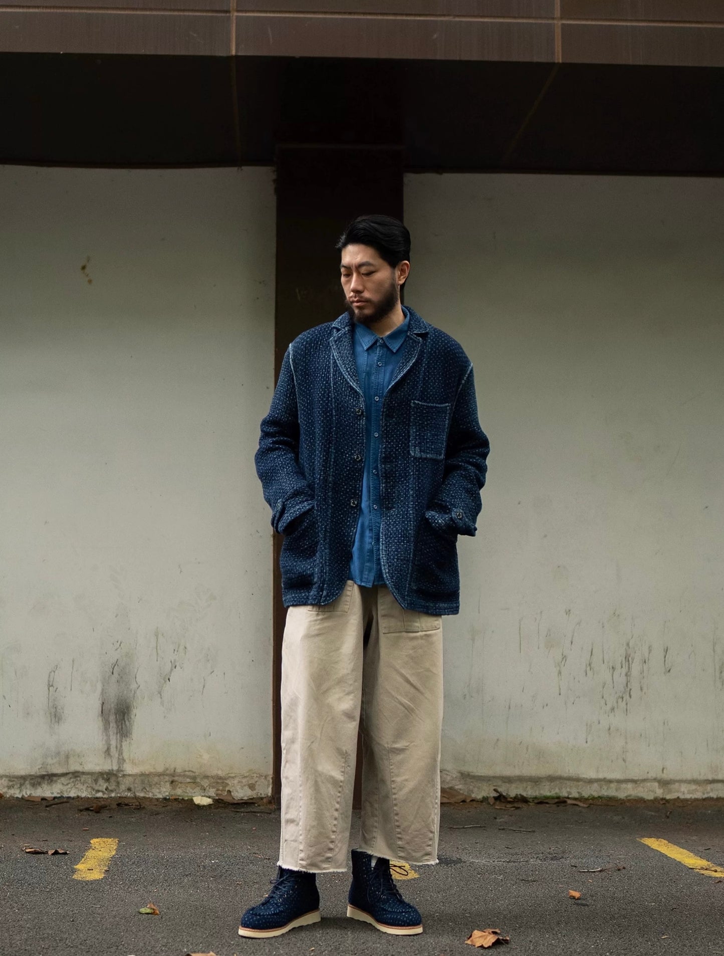Indigo Dye Sashiko Retro Americano Jacket