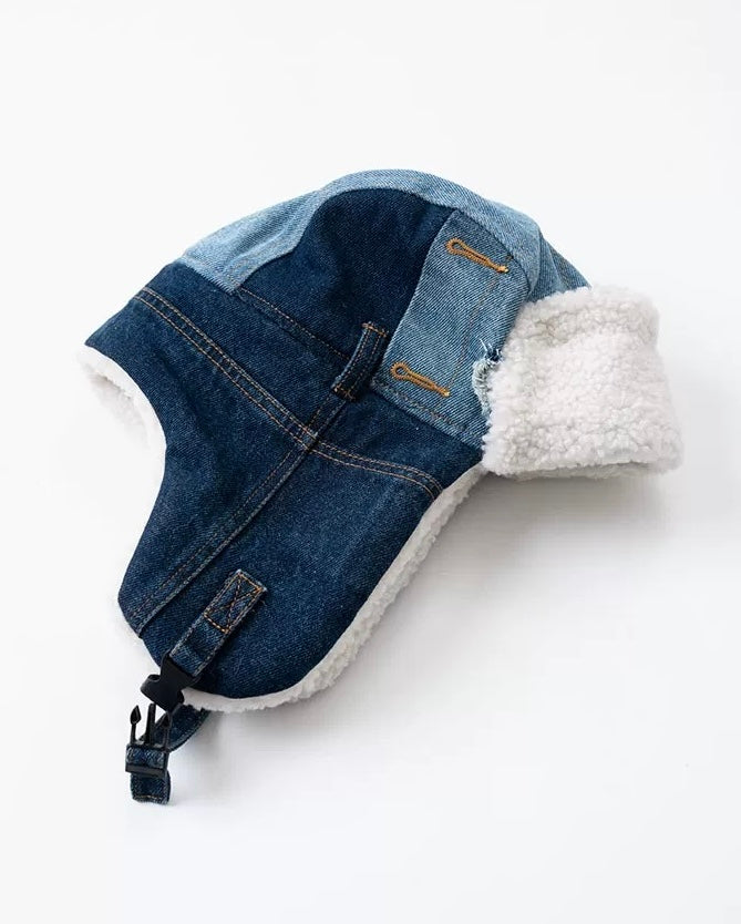 Denim Patchwork Trapper Cap