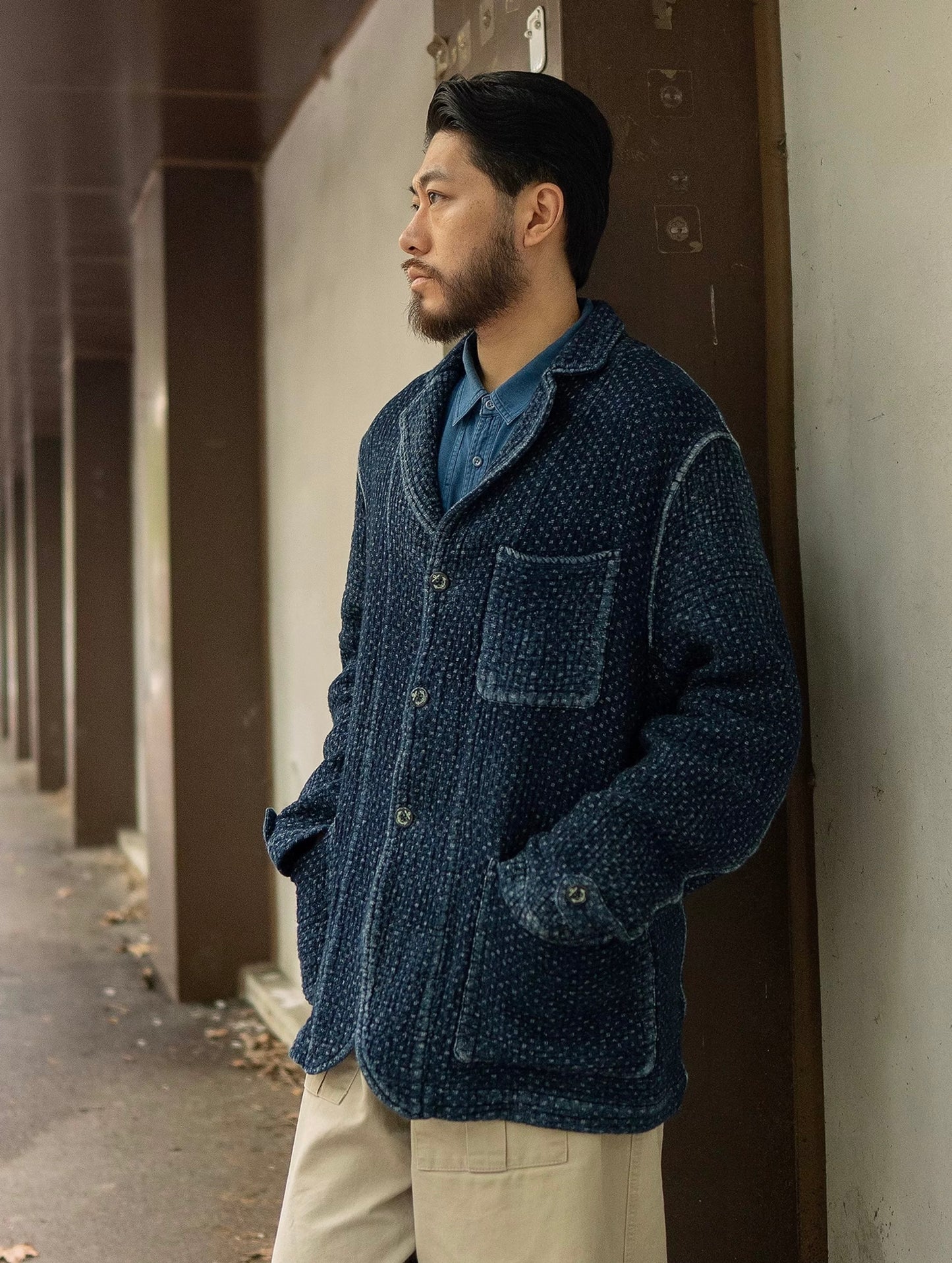 Indigo Dye Sashiko Retro Americano Jacket
