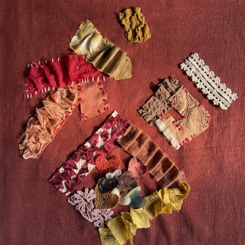 Red Organic Dye Fabric Scraps Bundles