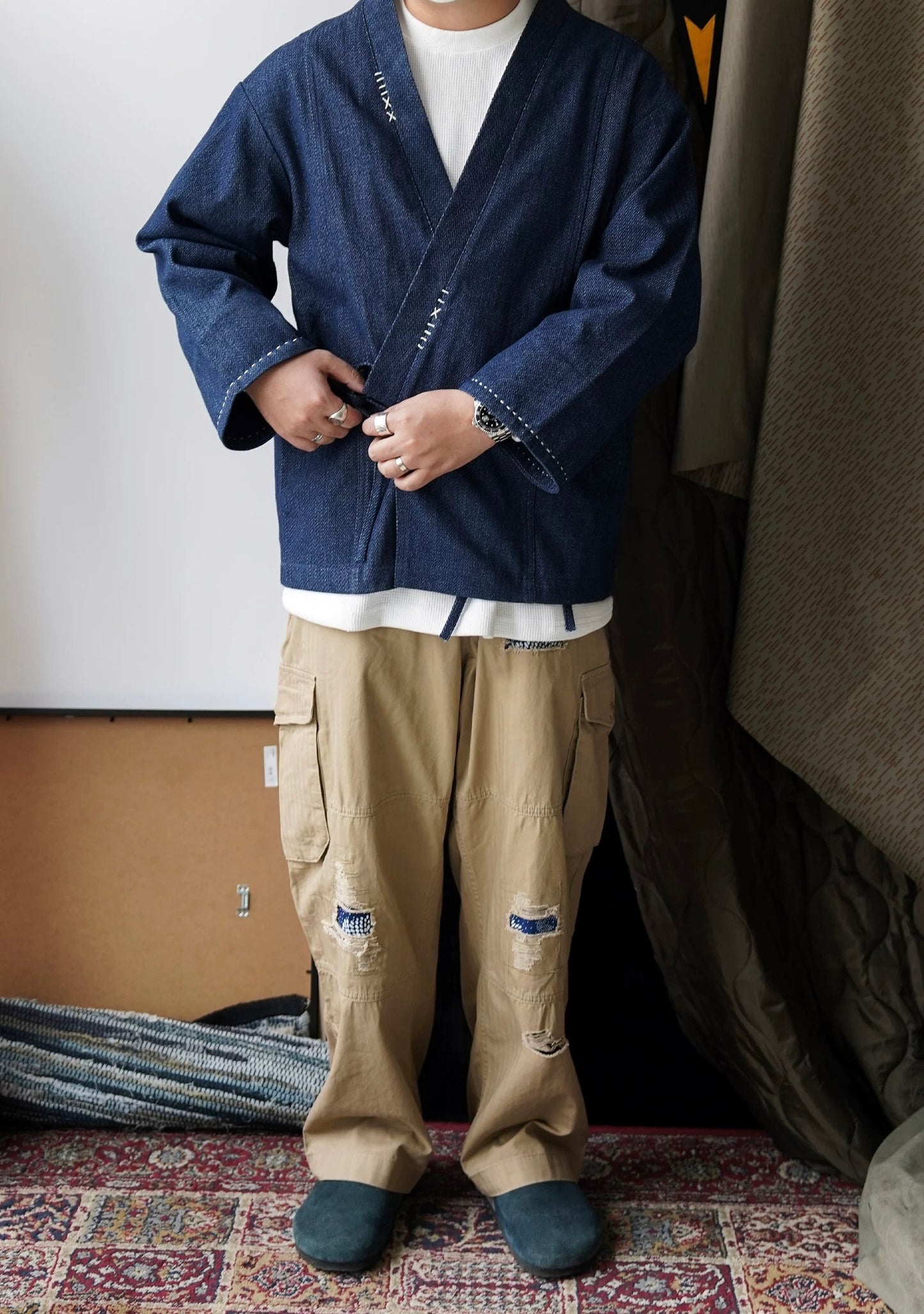Denim Sashiko Tri Noragi Jacket