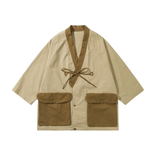 Khaki Big Pockets Haori Jacket