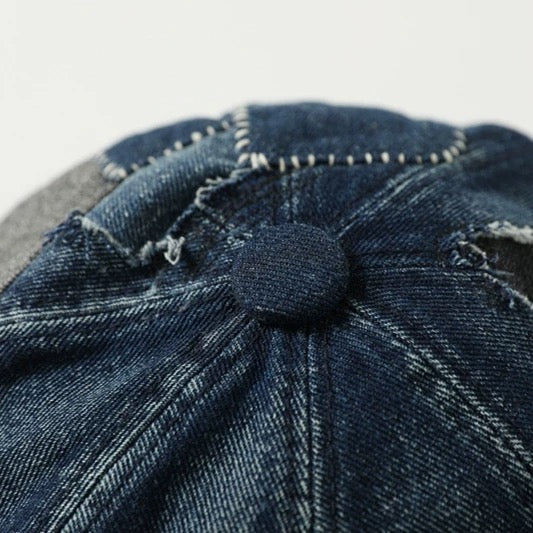 Denim Patchwork Newsboy Cap