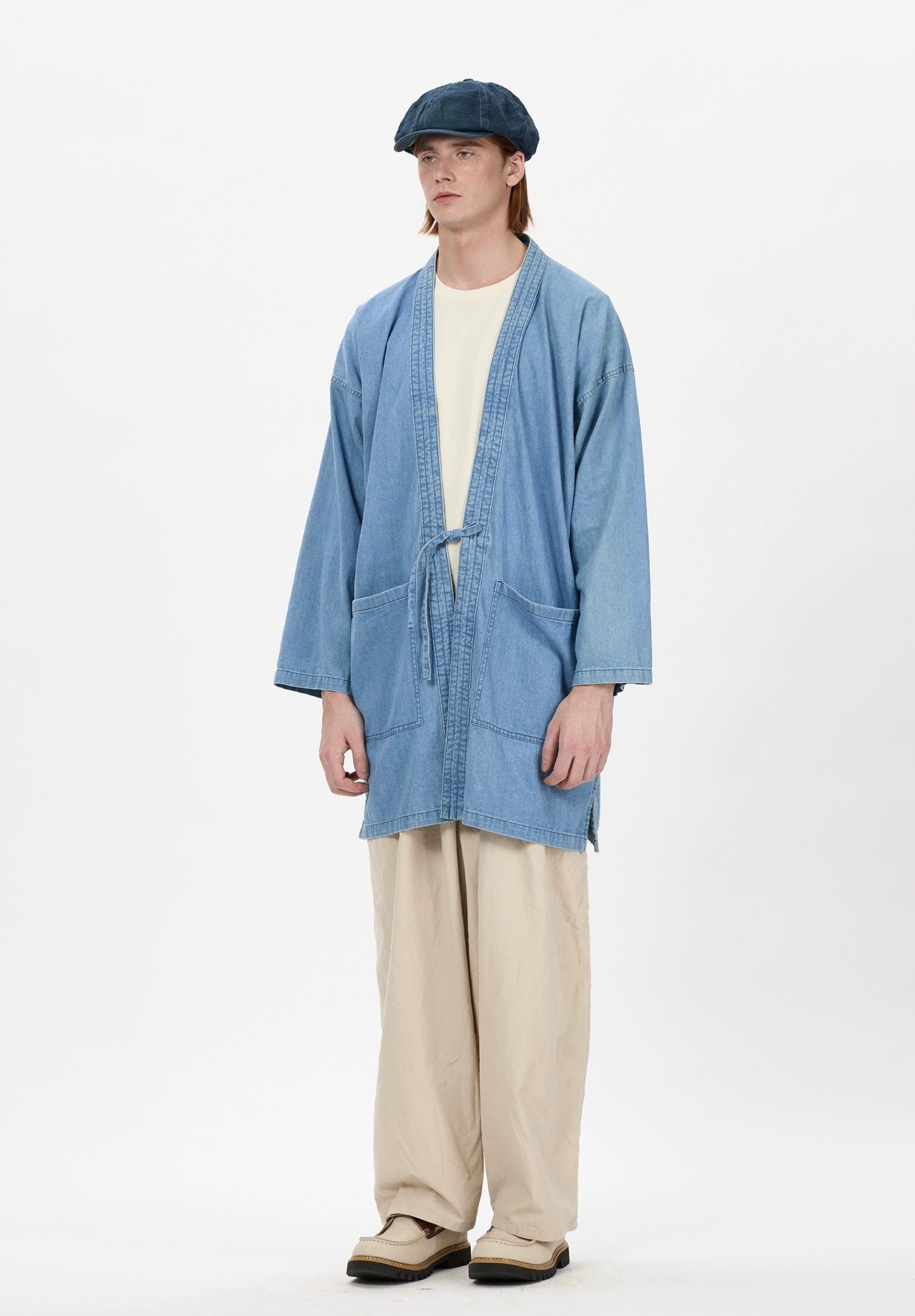 Washed Denim Haori Jacket