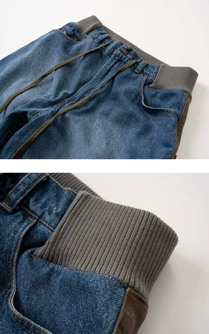 Military Green Patchwork Worker Pants