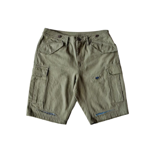 Military Green Distressed M51 Shorts
