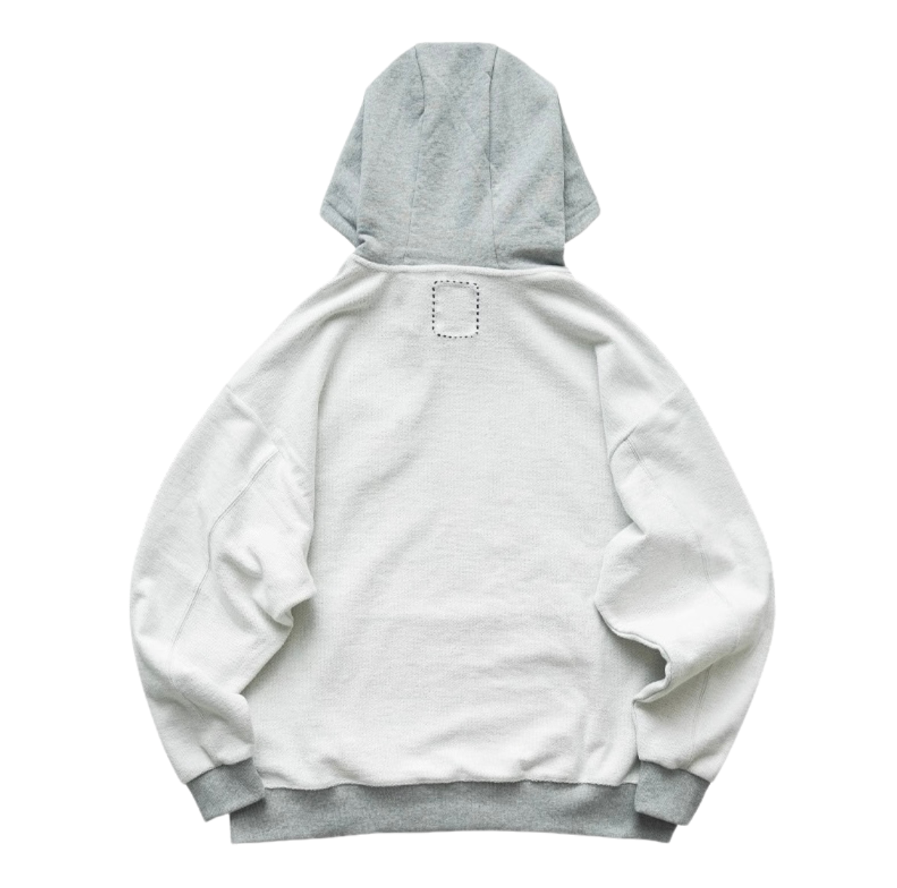 Grey Sashiko Patchwork Hoodie