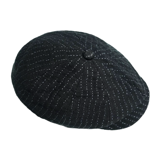 Black Sashiko Newsboy Cap