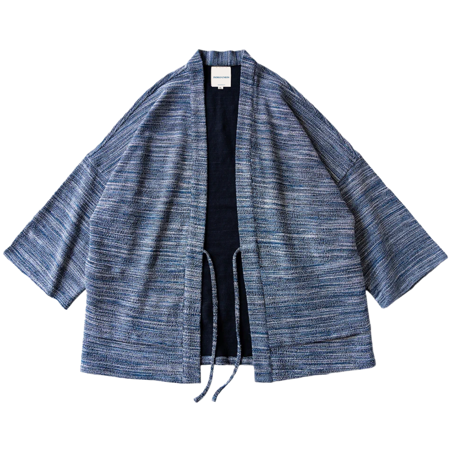 Skyblue Striped 3/4 Sleeve Kimono Jacket