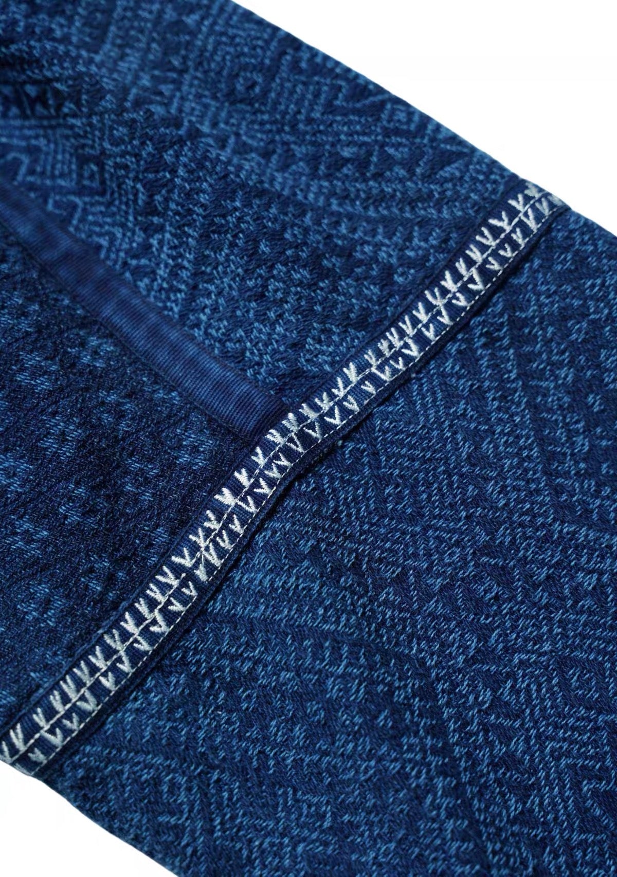 Indigo Dye Double-Dyed Jacquard Patchwork Work Jacket