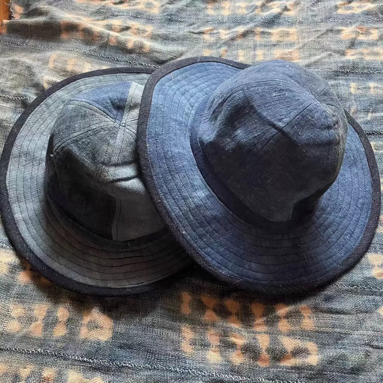 Indigo Dye Two-Tone Boro Hat