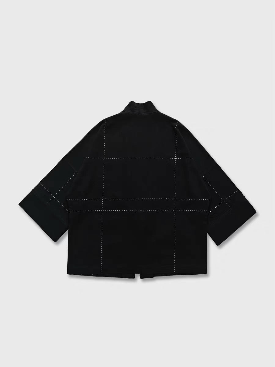 Sashiko Checked Kimono Jacket