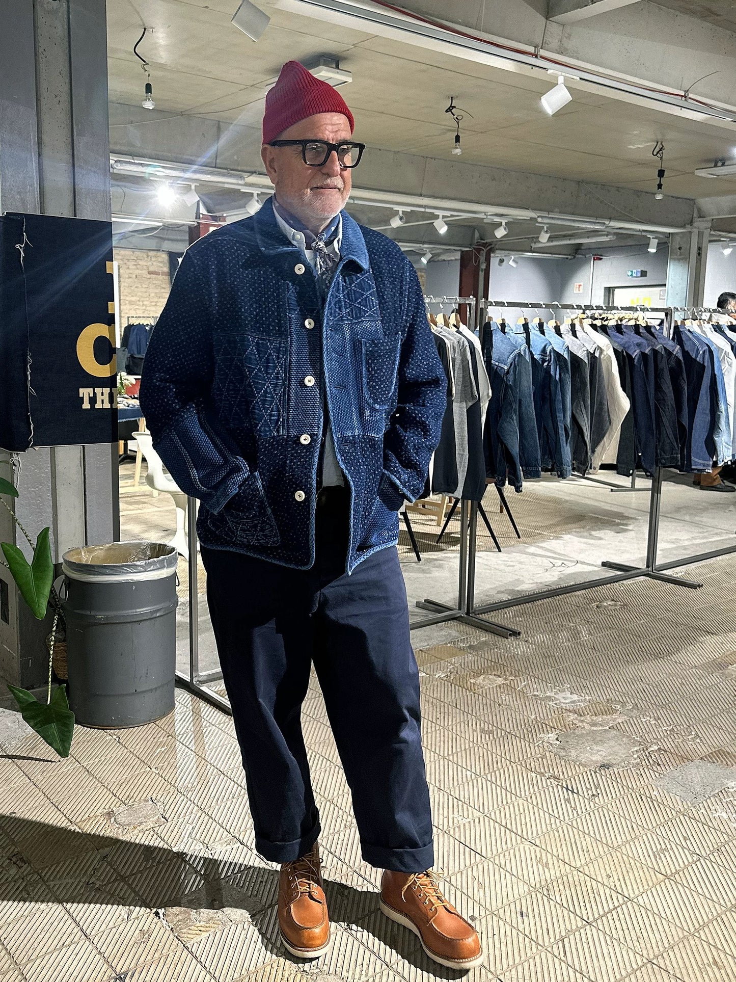 Indigo Dye Heavyweight Patchwork French Coat (5th Anniversary)