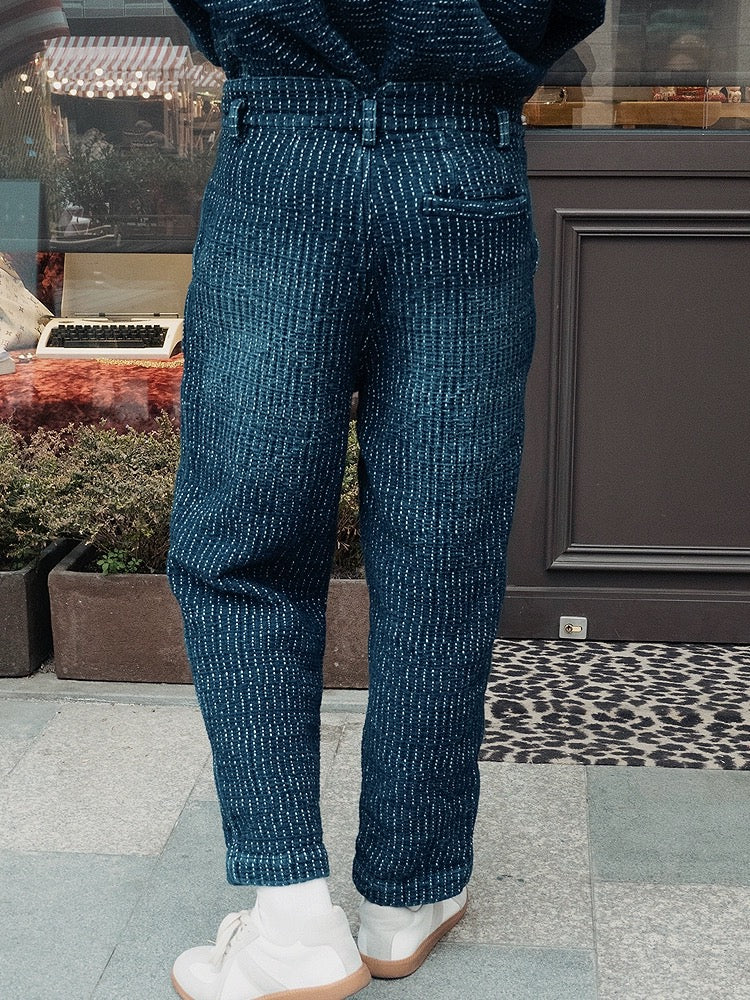 Indigo Dye Sashiko Tapered Pants