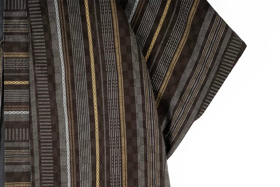 Mixed-Stripe Sashiko Hanten Jacket