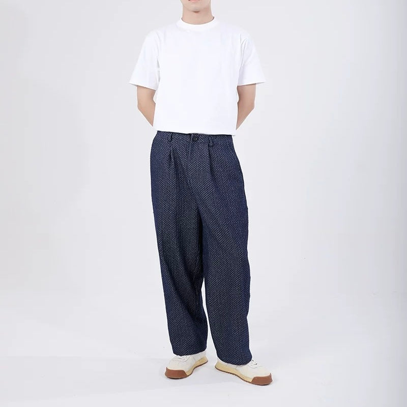 Indigo Dye Jacquard Harem Pants