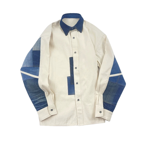 Retro Denim Patchwork Shirt