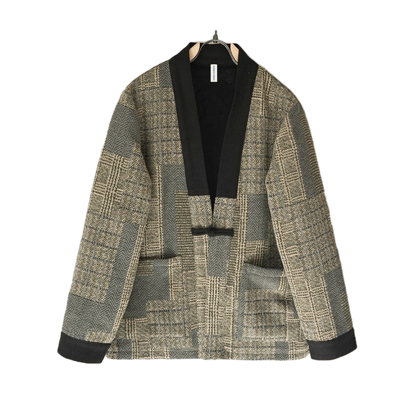 Checked Velvet Kimono Jacket