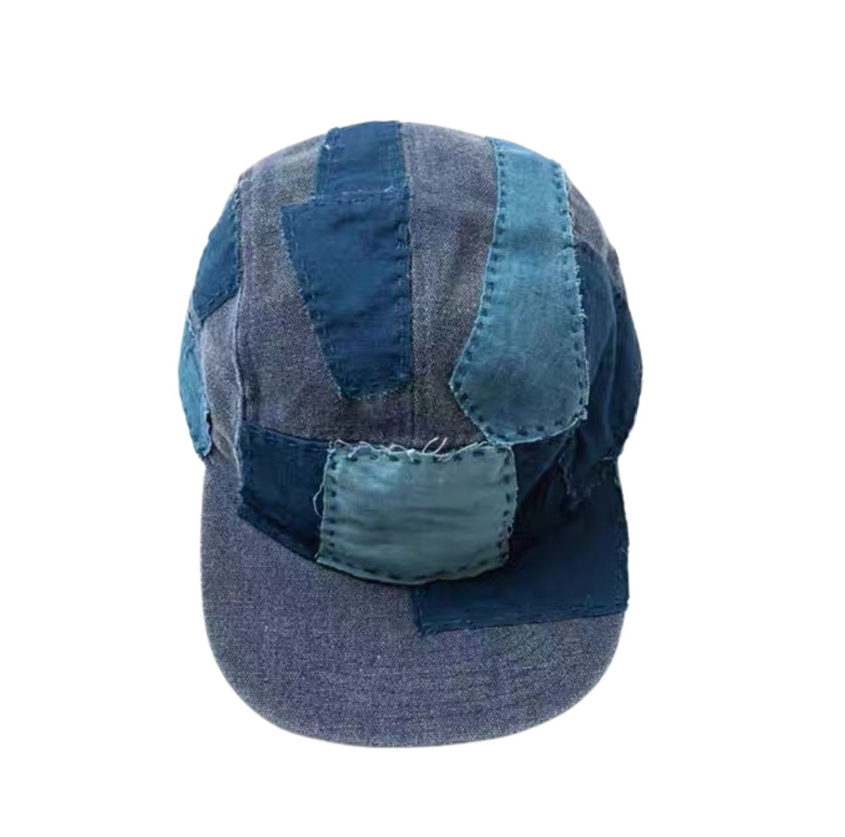 Indigo Dye Boro Patchwork 5-Panel Cap