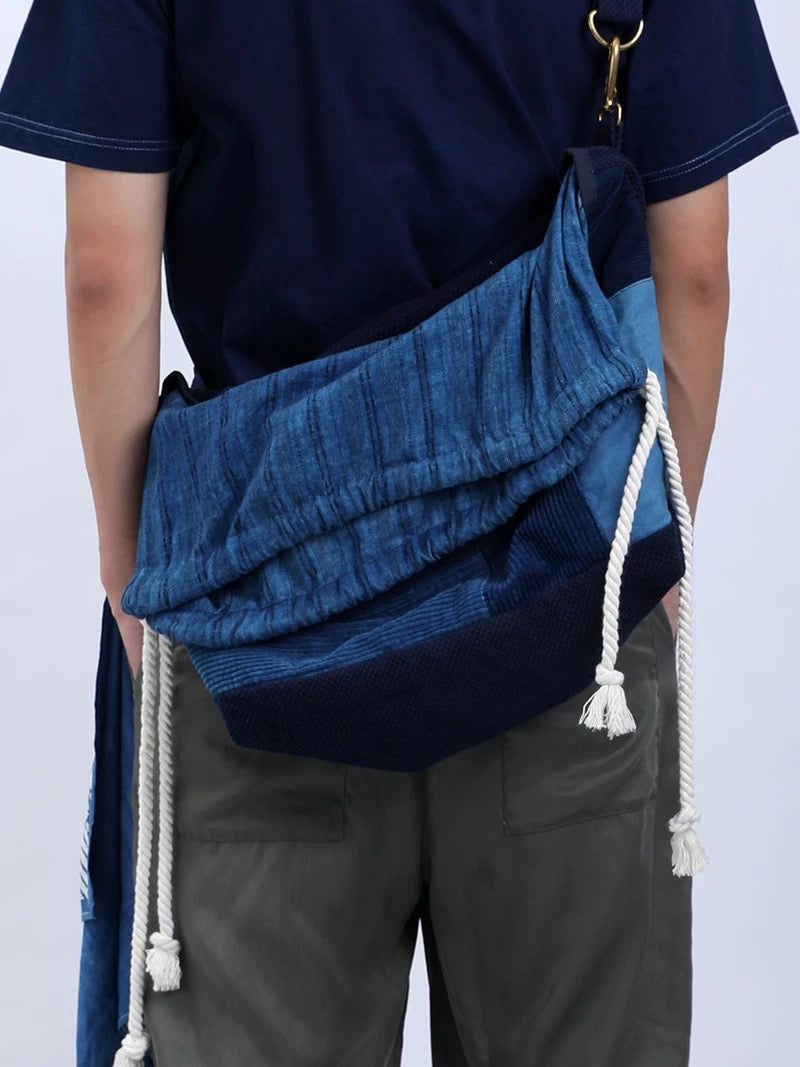 Indigo Dye Patchwork Shoulder Bag