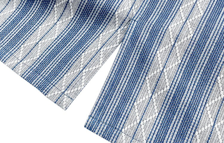 Indigo Dye Sashiko Striped Aloha Shirt