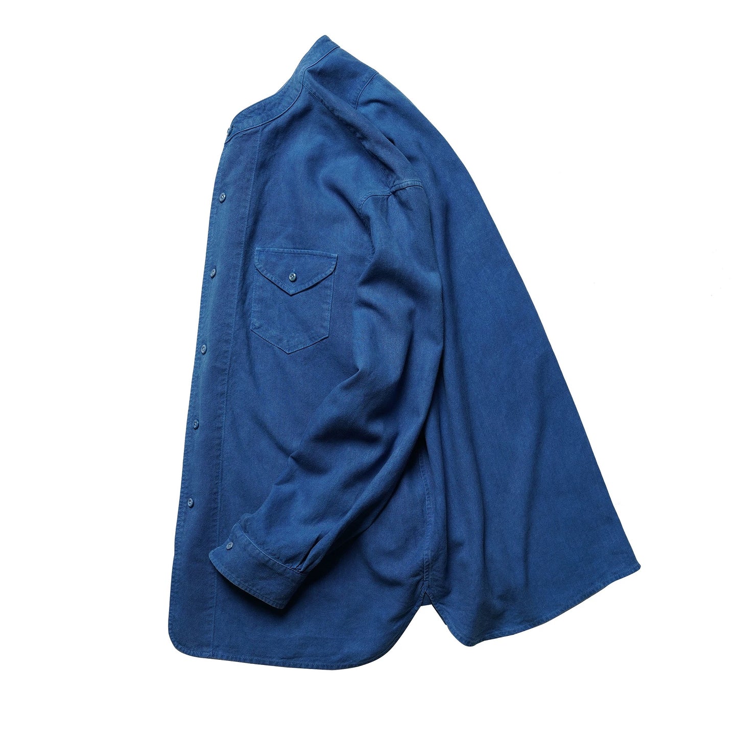 Indigo Dye Collarless Shirt