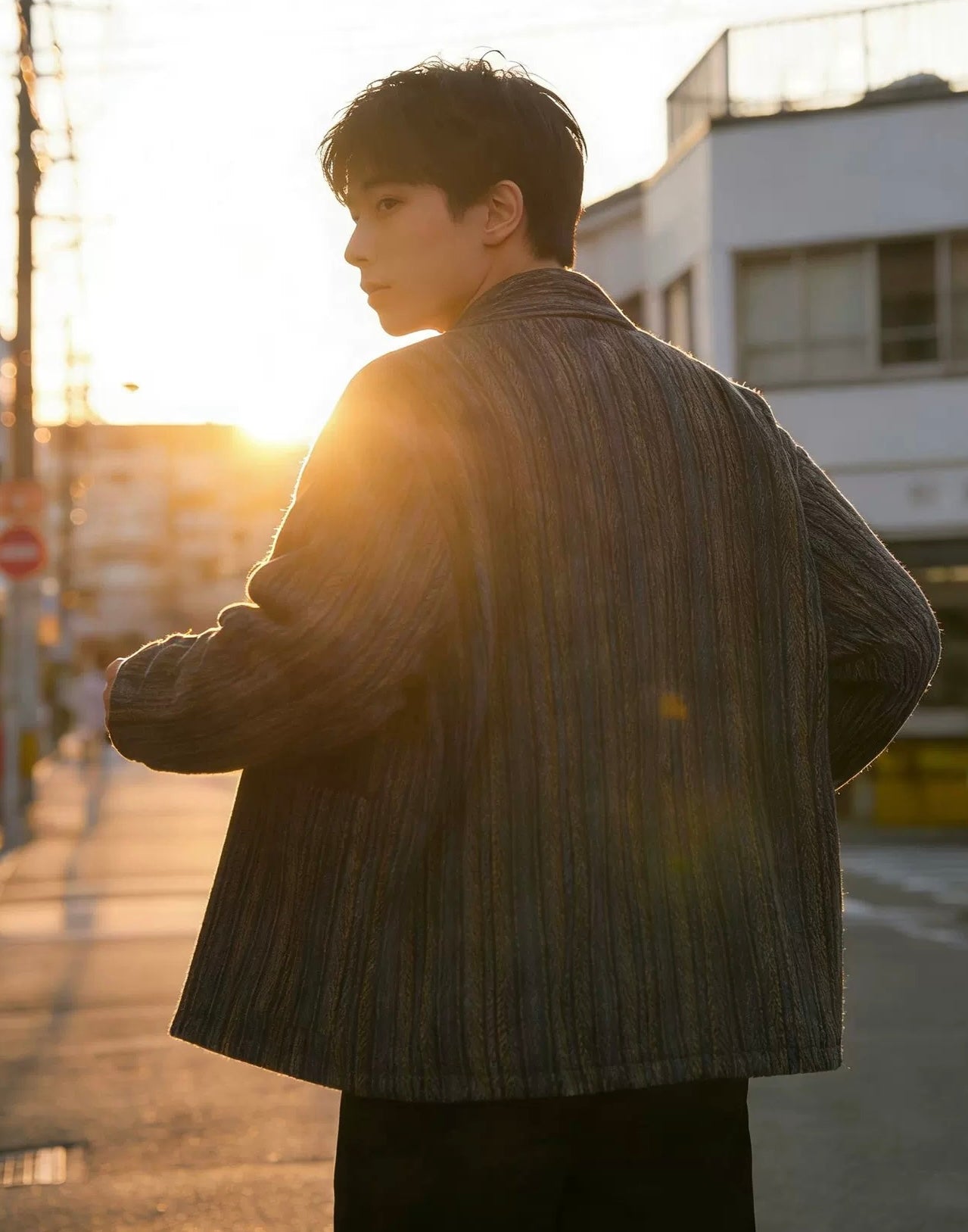 Navy Reversible Stripe Noragi Jacket