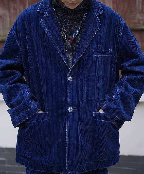 Dark Indigo Dye Corduroy Blazer Jacket