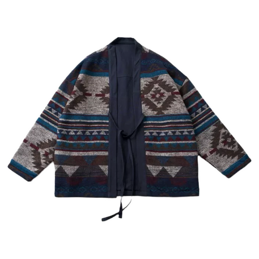 Navy Folk Reversible Haori Jacket