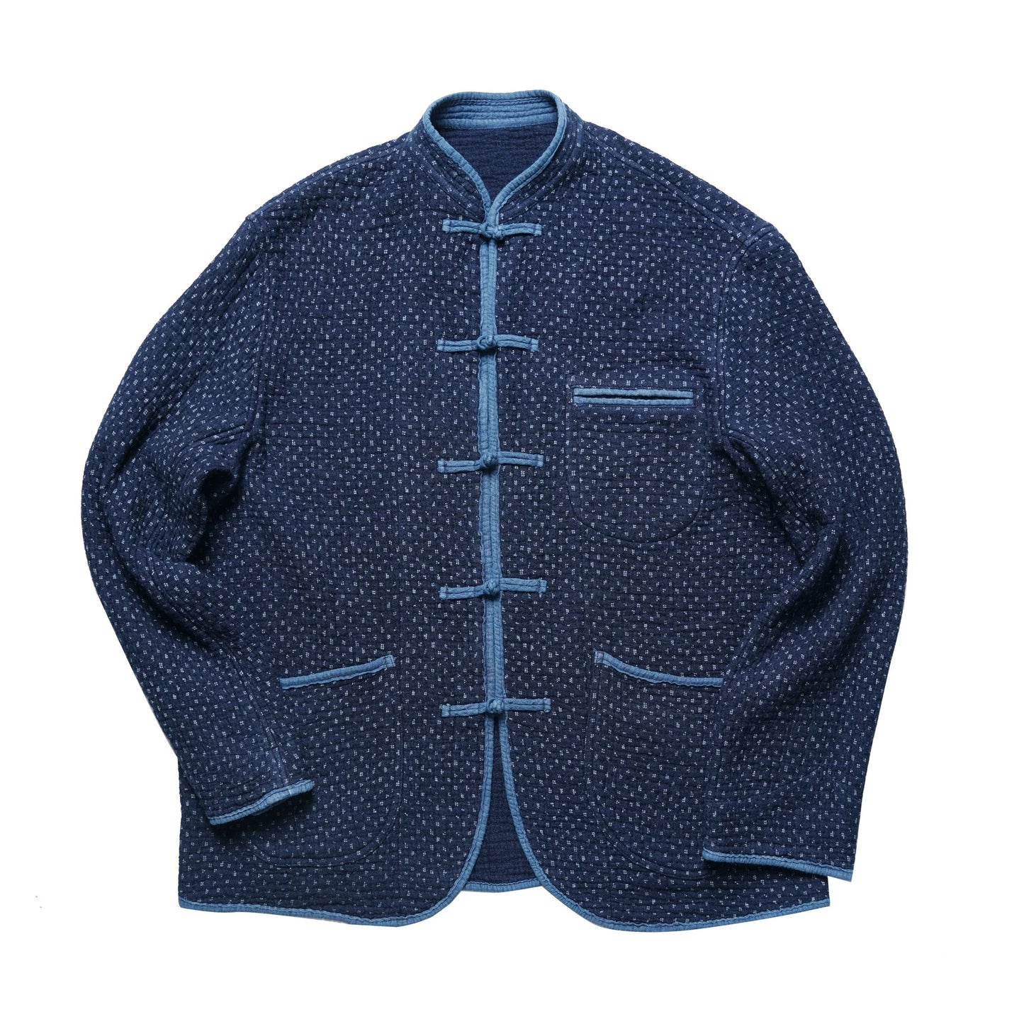 Indigo Dye Heavyweight Sashiko Chinese Coat