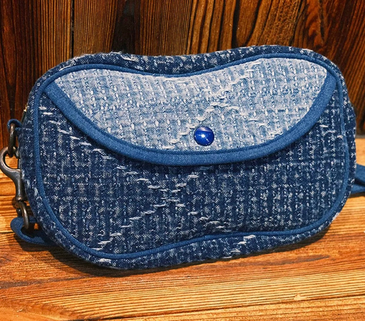 Indigo Dye Sashiko Shoulder Bag