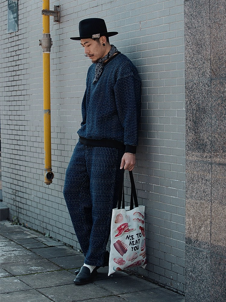 Indigo Dye Sashiko Tapered Pants