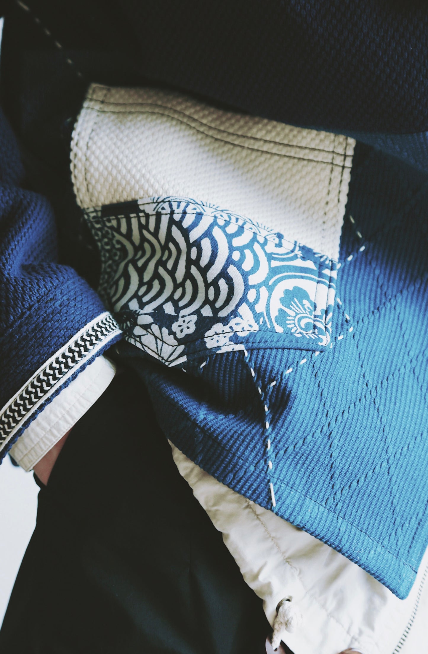 Indigo Dye Two Tone Sashiko Worker Jacket