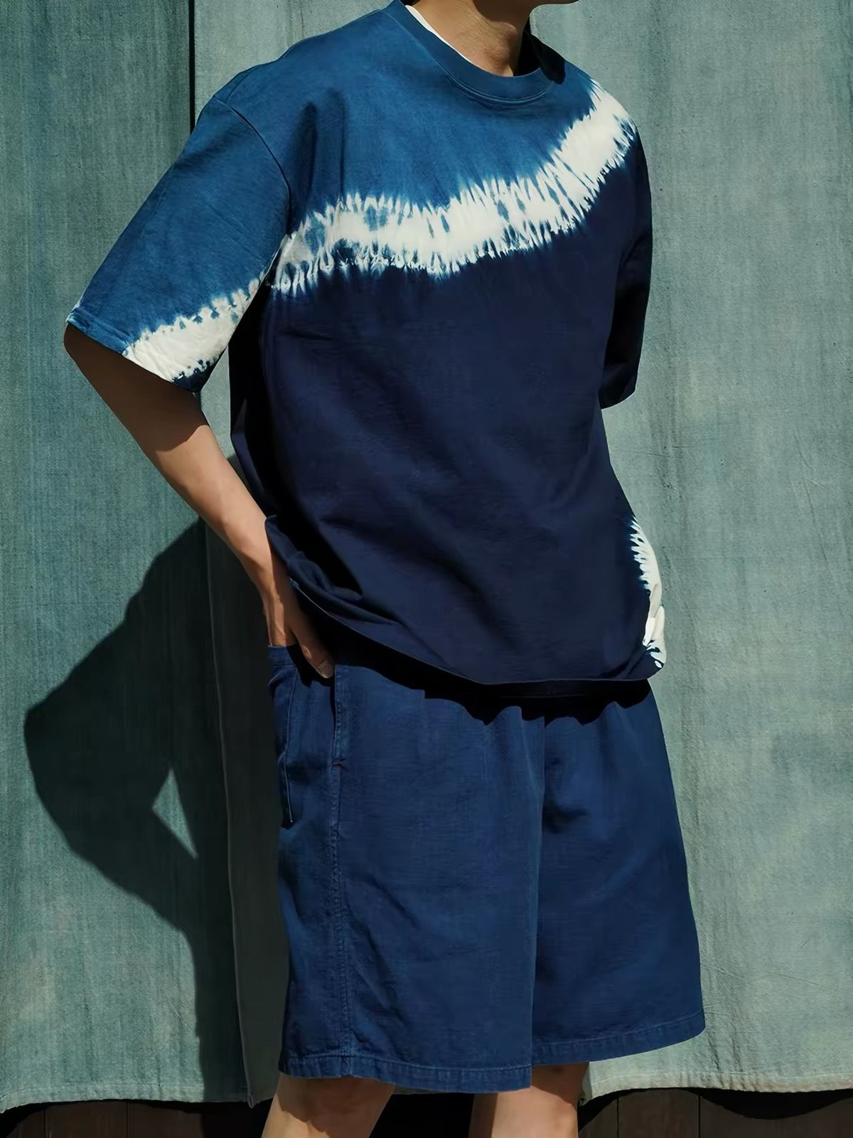 Botanical Indigo Pleated Easy Shorts