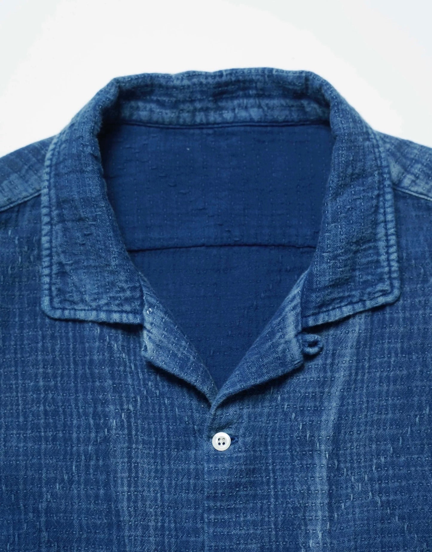 Indigo Dye Sashiko Retro Aloha Shirt