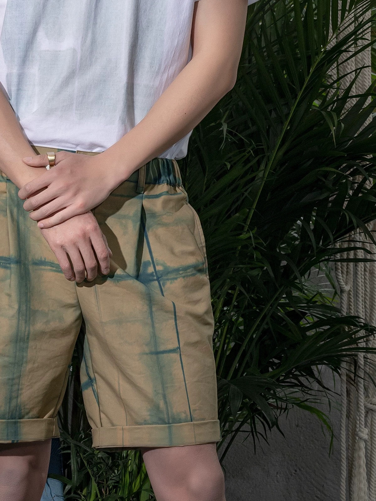 Indigo Tie Dye Elastic Waist Shorts