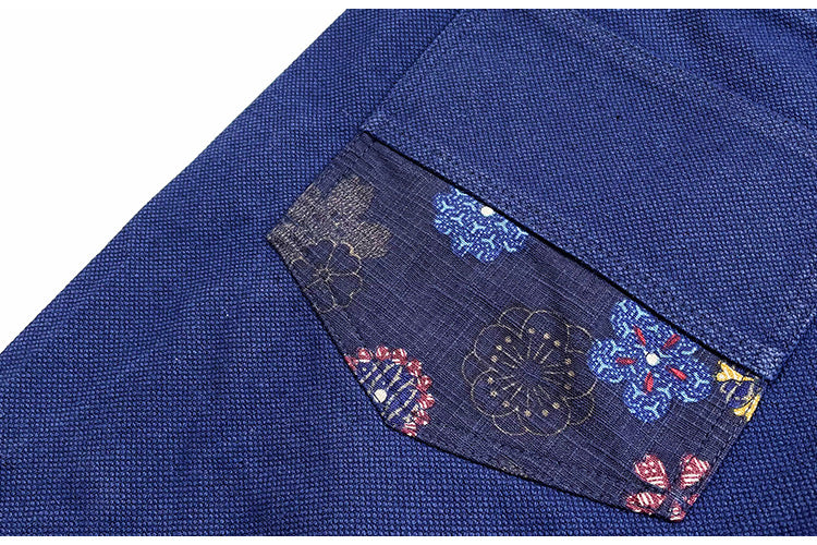 Indigo Dye Patchwork Sashiko Shorts