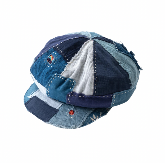 Indigo Dye Boro Patchwork Cap