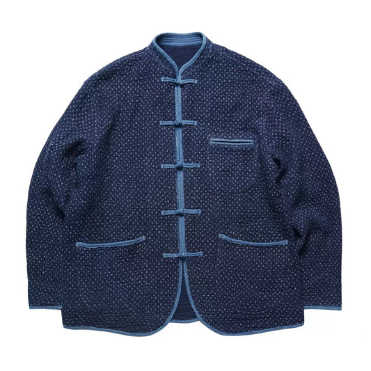 Indigo Dye Heavyweight Sashiko Chinese Coat