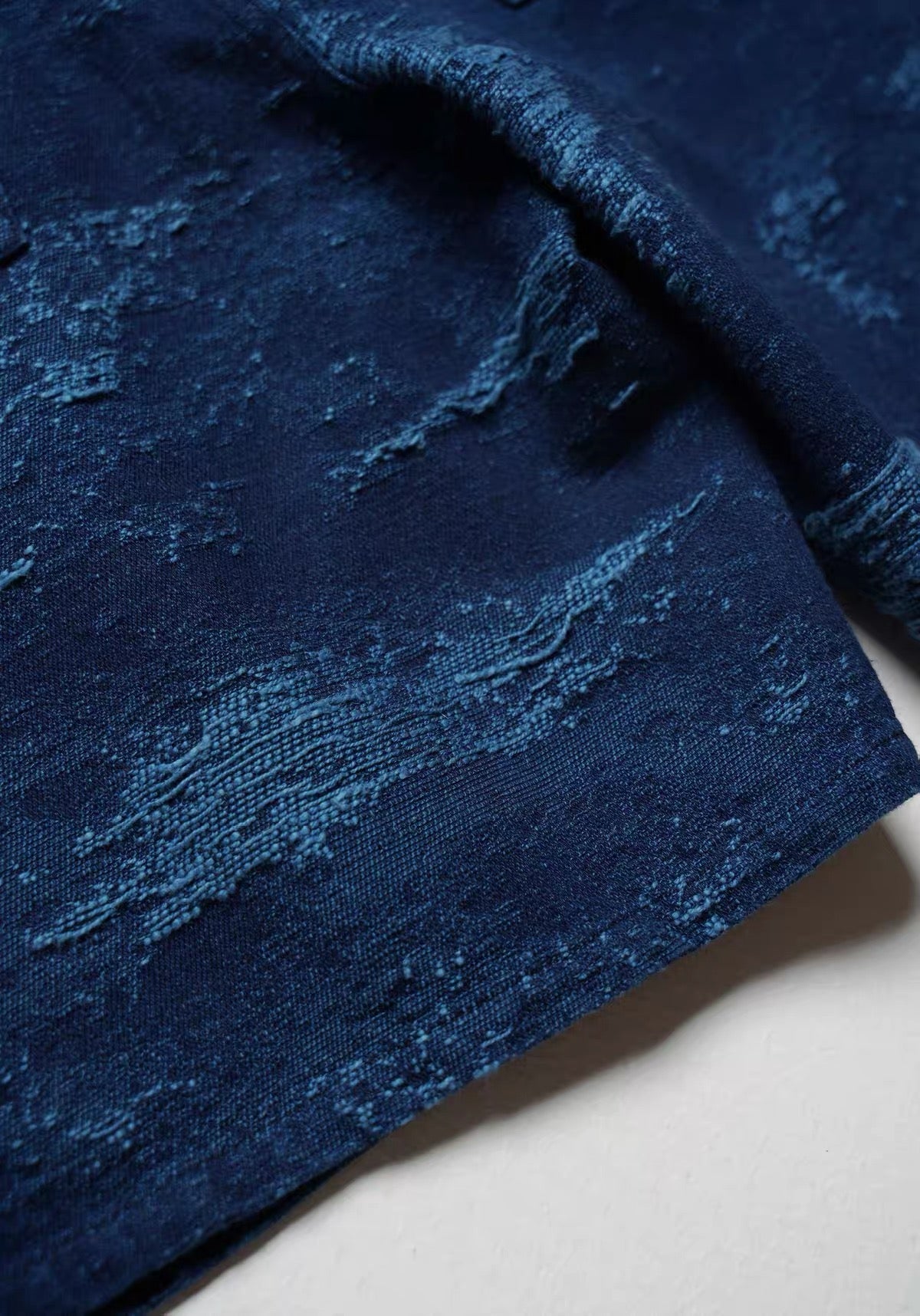 Indigo Boro Textured Patchwork Shorts