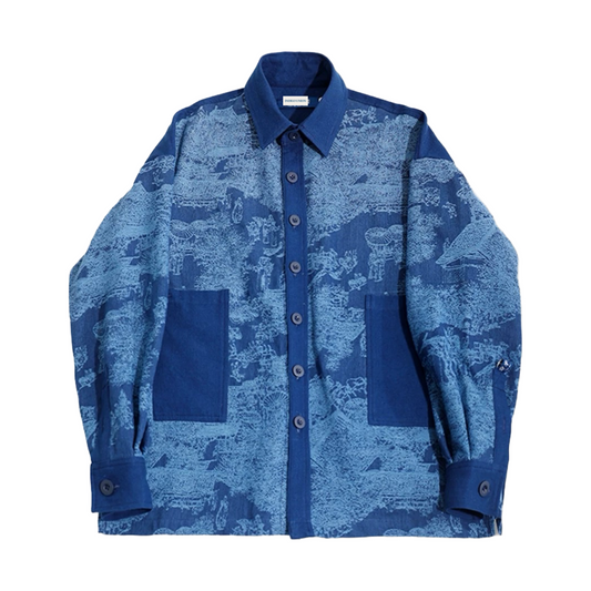 Indigo Jacquard Patchwork L/S Shirt