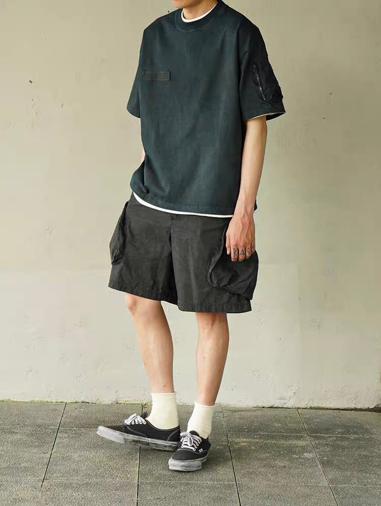 Botanical-Dyed Flight Pocket Heavyweight Tee - Ink Blue